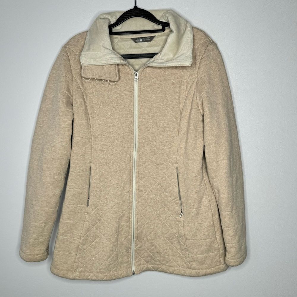 The north face cream zip up jacket size medium